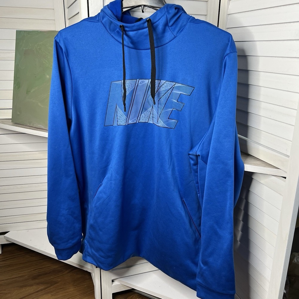 Nike Dri-fit Men's Royal Blue Fleece Pullover Hoodie BV2755-484 Size XXL EUC!